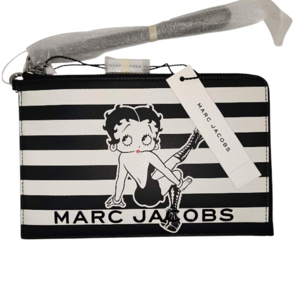 Marc Jacobs × Betty Boop Black & White Striped Wristlet Wallet Limited Edition